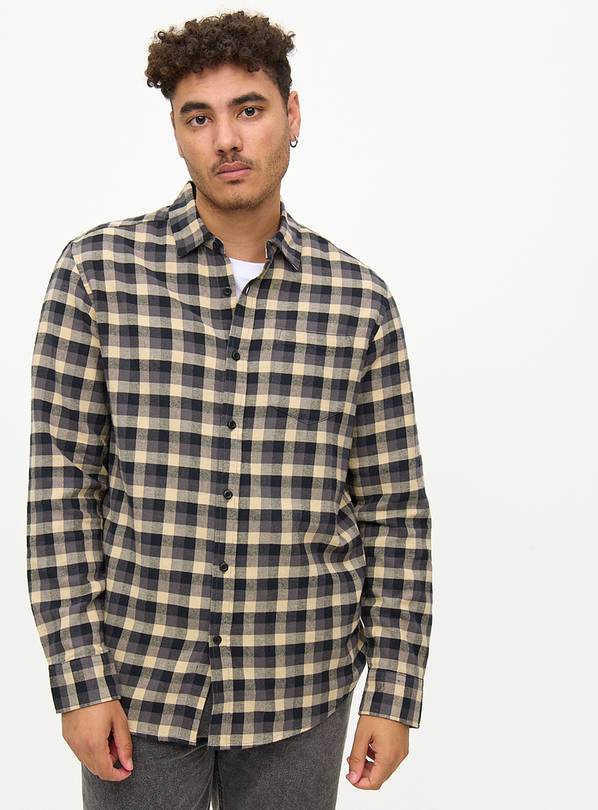 Neutral Brushed Gingham Check Shirt XXXL